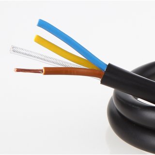 PVC Lampenkabel Rundkabel schwarz 3-adrig, 3Gx0,75mm mit integriertem Stahlseil als Zugentlastung