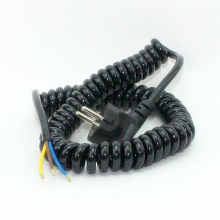 Spiralkabel Schutzkontakt Wendelleitung schwarz 3x1,0 mm dehnbar bis 2,5 Meter