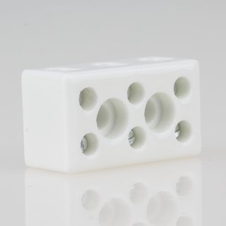 Porzellan Lsterklemme wei 3-polig 4 mm mit Befestigungsloch
