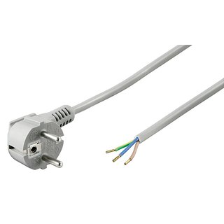 1,5 m Netzkabel Anschlusskabel 3x0,75mm grau mit Schutzkontakt Winkel-Stecker