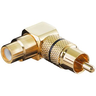 Audio-Adapter vergoldet Cinchstecker auf Cinch Kupplung Farbring schwarz