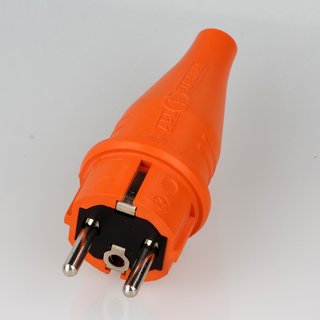 PVC Schutzkontakt-Stecker Gummistecker orange 250V/16A spritzwassergeschtzt IP44