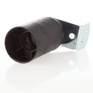 E14 Thermoplast Fassung schwarz ohne Auengewinde mit Metall-Winkel