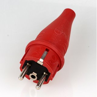 PVC Schutzkontakt-Stecker Gummistecker rot 250V/16A spritzwassergeschtzt IP44