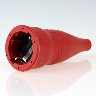PVC Schutzkontakt-Kupplung Gummikupplung rot 250V/16A spritzwassergeschtzt IP44