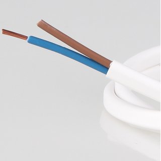 PVC Lampenkabel Flachkabel weiss 2-adrig, 2x0,75mm H03 VVH-2F