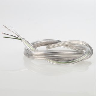 PVC Lampenkabel Rundkabel transparent 3-adrig, 3x0,75mm mit integriertem Stahlseil als Zugentlastung
