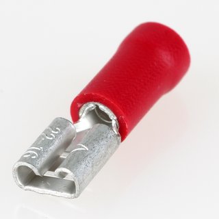 100 x Flachsteckhlse rot 0,8x4,8 halbisoliert fr Leitungsquerschnitt 0,5-1,5mm