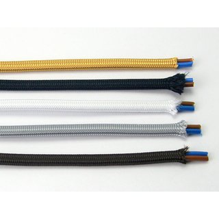 Textilkabel silber 2-adrig 2x0,75mm Flachleitung