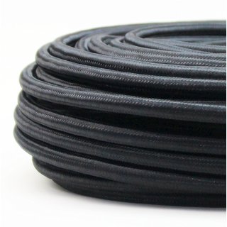 Textilkabel schwarz 3-adrig 3x1,5 mm Gummischlauchleitung 3G 1,5 H05VV-F textilummantelt