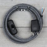 Textilkabel mit Schalter und Flachstecker