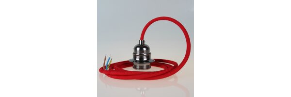 Textilkabel mit E27 Fassung schwarz-chrom