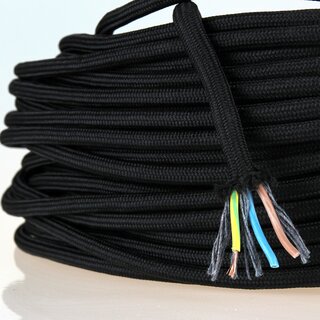 Textilkabel Stoffkabel schwarz 3-adrig 3x0,75 Zug-Pendelleitung S03RT-F 3G0,75