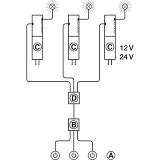 Hfele Loox Multi-Netzteil-Box Verteiler mit Schaltfunktion, 1 Schalter und 3 Netzteilen