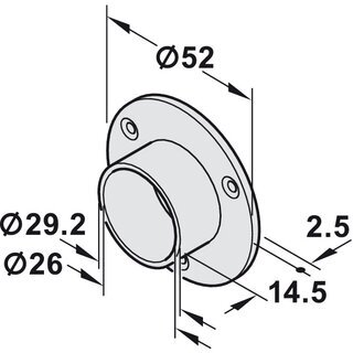 Hfele Schrankrohrlager Kleiderstangen-Halterung fr Schrankrohr rund 25mm vermessingt