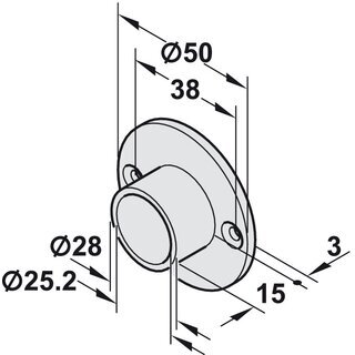 Hfele Schrankrohrlager Kleiderstangen-Halterung fr Schrankrohr rund 25mm Edelstahl