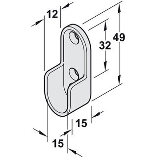 Hfele Schrankrohrlager Kleiderstangen-Halterung fr Schrankrohr oval 30x15mm mit 3 Schraublcher schwarz