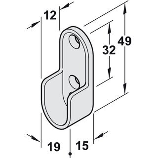 Hfele Schrankrohrlager Kleiderstangen-Halterung fr Schrankrohr oval 30x15mm mit 3 Schraublcher vermessingt