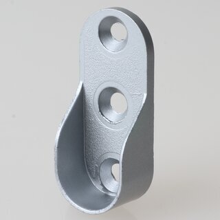 Hfele Schrankrohrlager Kleiderstangen-Halterung fr Schrankrohr oval 30x15mm 3 Schraublcher Aluminiumfarbe