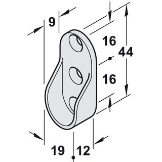 Hfele Schrankrohrlager Kleiderstangen-Halterung fr Schrankrohr oval 30x15mm 3 Schraublcher Aluminiumfarbe
