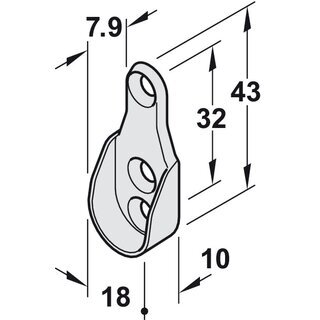 Hfele Schrankrohrlager Kleiderstangen-Halterung fr Schrankrohr oval 30x15mm 3 Schraublcher vernickelt
