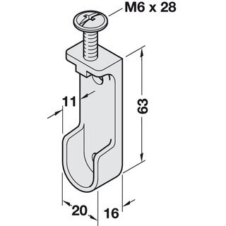 Hfele Schrankrohrlager Kleiderstangen-Halterung fr Schrankrohr oval 30x15mm zum Schrauben vernickelt