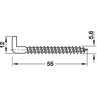 Hfele Mbel Schraubhaken fr Justierbeschlag mit Hhenverstellung 55x12mm verzinkt