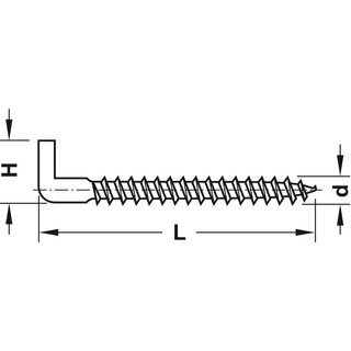 Hfele Mbel Schraubhaken fr Justierbeschlag mit Hhenverstellung 55x16mm verzinkt