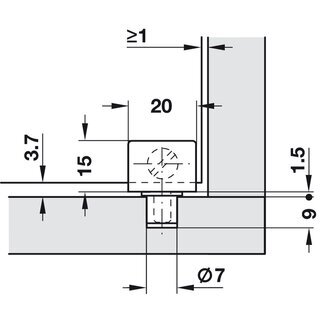 Hfele Scharnier zum Klemmen fr Glas-/Holzkonstruktionen vernickelt