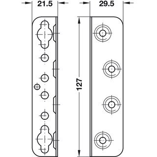 Hfele Bettverbinder 127mm mit Schlssellochstanzung verzinkt