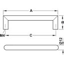 Häfele Möbelgriff Gehrungsgriff 108x35mm Edelstahl matt gebürstet rund