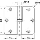 Häfele Aufschraubband Scharnier 80 x 82 mm Edelstahl matt Anschlag rechts