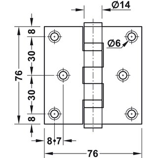 Hfele Aufschraubband Scharnier 76x76mm Edelstahl brniert Anschlag links rechts