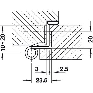 Hfele Aufschraubband Scharnier 140 mm Stahl verzinkt matt Anschlag links