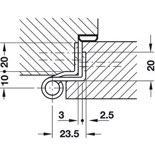 Hfele Aufschraubband Scharnier 140mm Stahl verzinkt Anschlag links