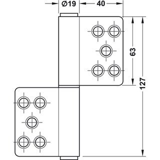 Hfele Aufschraubband Scharnier 127mm Edelstahl matt Anschlag links rechts