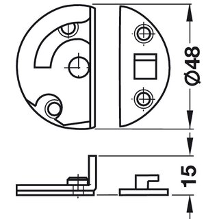 Hfele Drehriegel fr Zargentische 48x15 mm Stahl verzinkt
