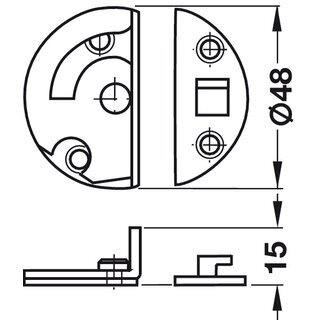 Hfele Drehriegel fr Zargentische 48x15mm verzinkt