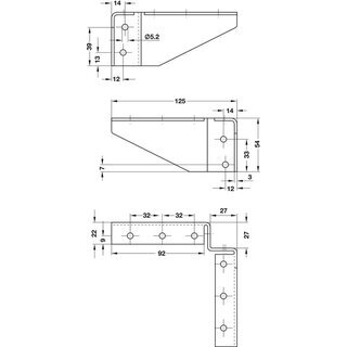 Hfele Winkelverbinder Winkelbeschlag aus Stahl verzinkt 125x54mm