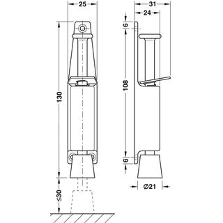 Hfele Startec Trfeststeller HUB 30mm mit Gummipuffer silberfarben