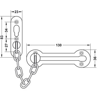 Hfele Trkette fr Drehtren 130x36 mm Zinkdruckguss verchromt poliert