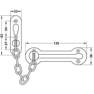 Hfele Trkette fr Drehtren 130x36mm vermessingt poliert