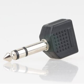Audio Adapter 6.3mm Stereo Klinkenstecker auf 2x 3.5mm Stereo Kupplung