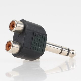 Audio Adapter 6.3mm Stereo Klinkenstecker auf 2x Cinch Kupplung