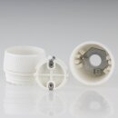 E27 Porzellan-Lampenfassung, glasiert mit M13x1 Innengewinde – dreiteilig, mit Erdungsanschluss