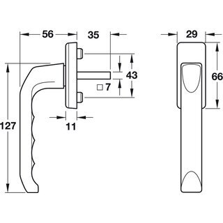 Hfele Fenstergriff aus Aluminium fr Drehkippfenster 127x56mm weiss