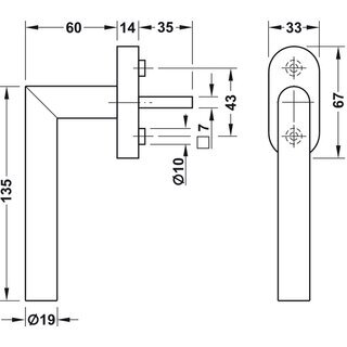 Hfele Startec Fenstergriff fr Drehkippfenster 135x60mm Edelstahl matt