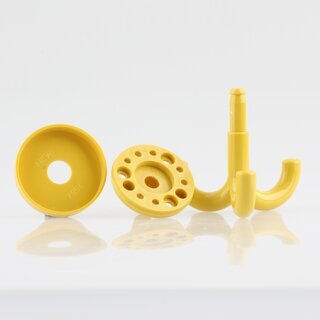 Hfele Garderobenhaken Deckenhaken aus Kunststoff mit 3 Haken 50x70mm senfgelb/gelb