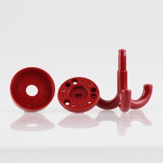 Hfele Garderobenhaken Deckenhaken aus Kunststoff mit 3 Haken 50x70mm rubinrot/rot