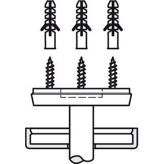 Hfele Garderobenhaken Deckenhaken aus Kunststoff mit 3 Haken 50x70mm felsgrau/grau